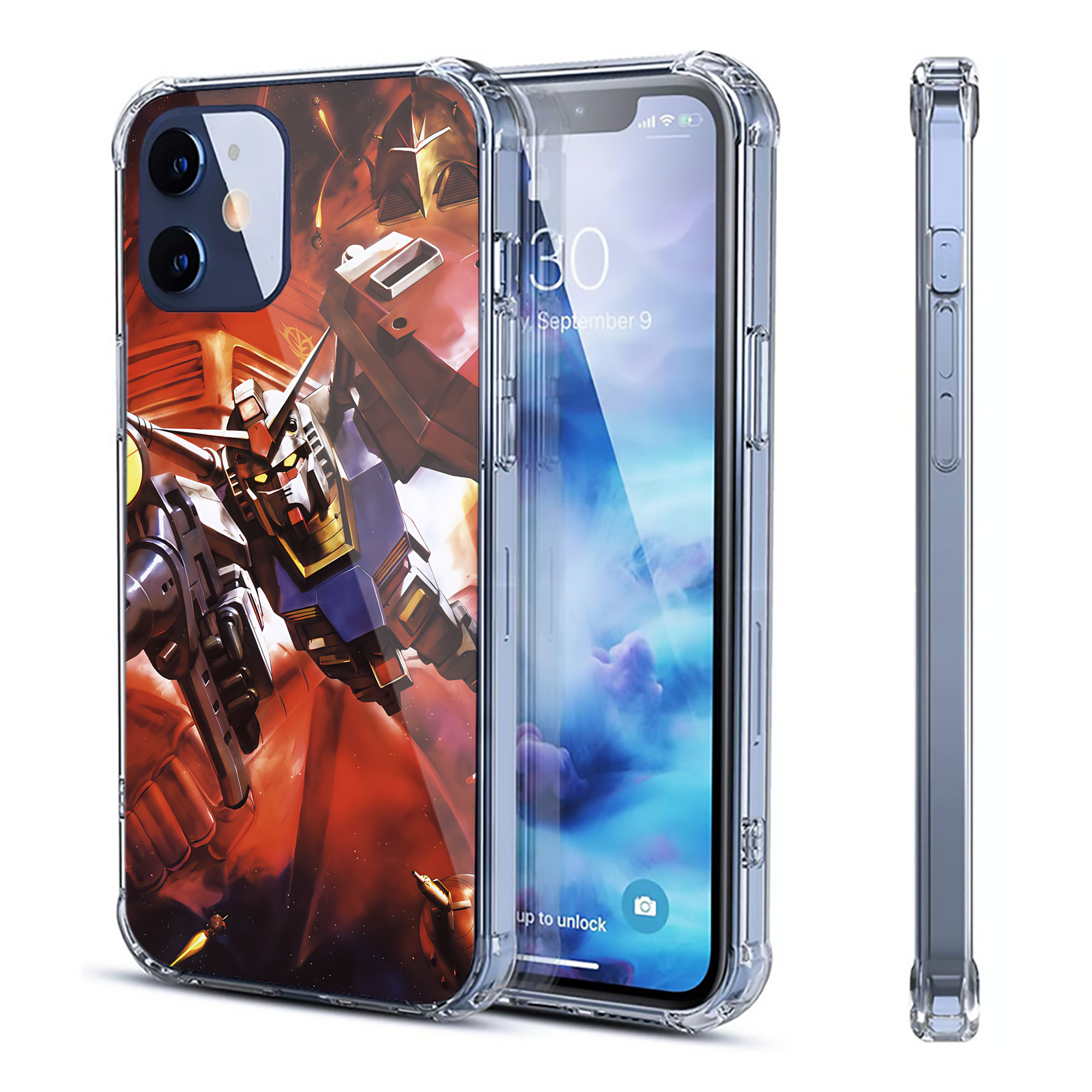 （画像用） 機動戦士ガンダム Mobile Suit Gundam 【iPhone 12シリーズ対応】透明スマホケース（クリアソフトケース）